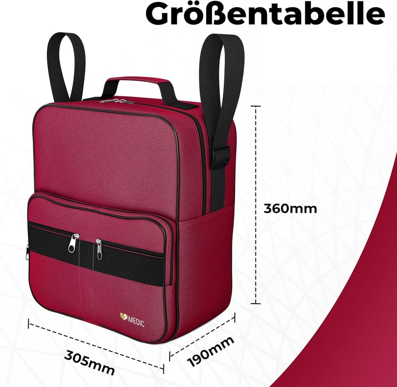 iMedic Deluxe bordó kerekesszék táska - praktikus kapaszkodóra rögzíthető kiegészítő