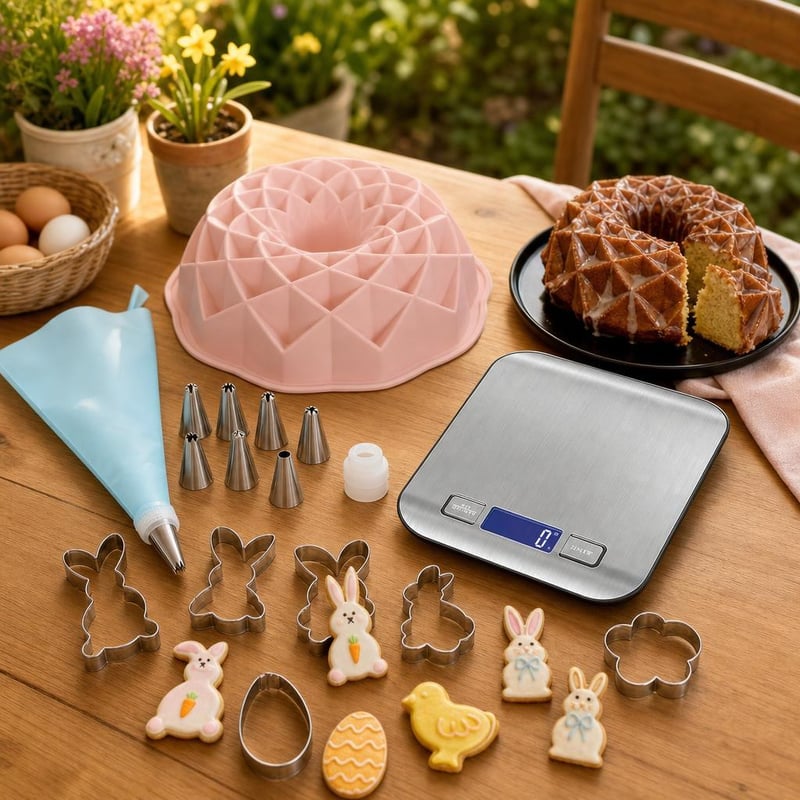 Sütiparty set za pečenje: kalup za kuglof 23 cm + set za ukrašavanje + 8 kalupa + vaga do 5 kg