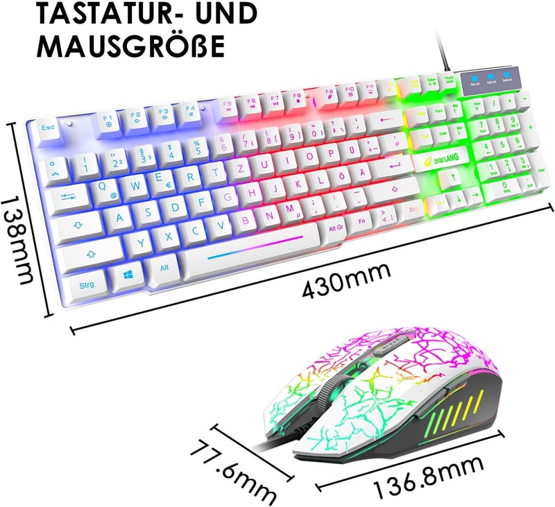 Trust GXT 838 Azor fehér RGB gaming billentyűzet és egér szett PC/PS5/PS4/Xbox