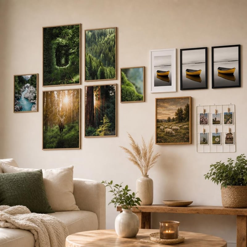 Sada dekorácií na stenu: 3× rám + 6× plagát (4×A3, 2×A4) + plátno + fotomriežka