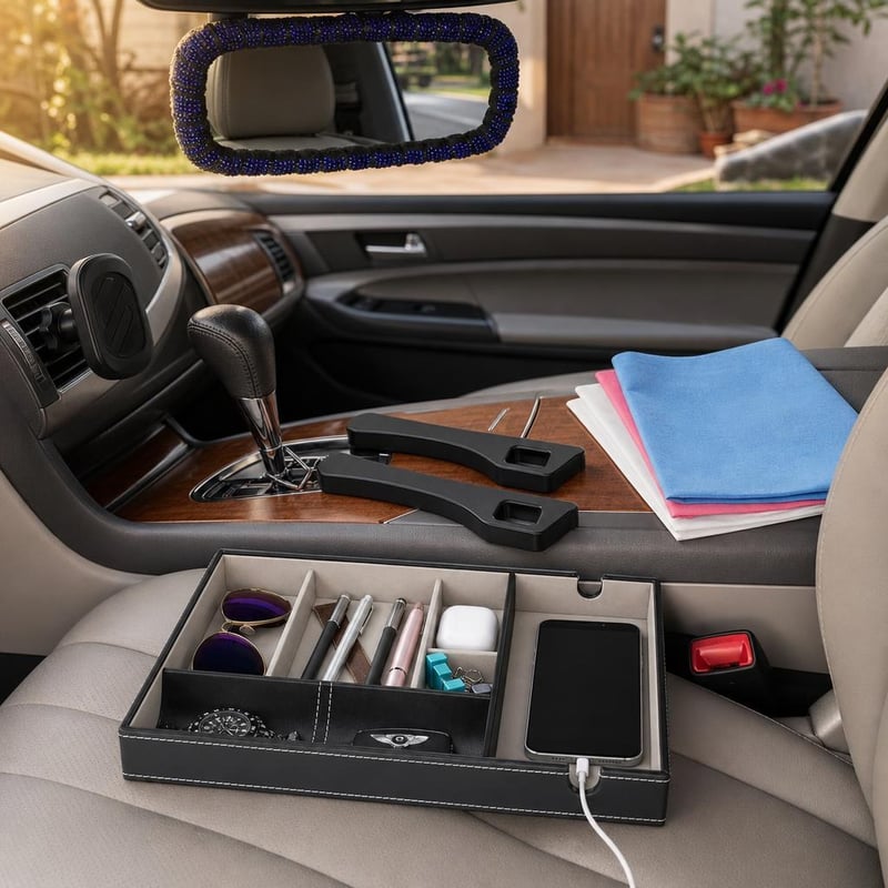 Auto paket: 2x punilo za sjedala + ukras za retrovizor + organizator + 4x krpe + držač mobitela