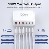 Zomvan 100W USB-C Gyorstöltő 6 Portos - 3 USB-C és 3 USB-A Töltőállomás iPhone 16/15/14, Samsung S24/S23, iPad és Okostelefonok Számára

AI: 4