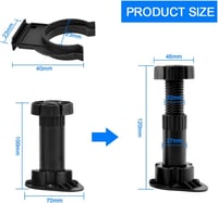 WANTOUTH 20 db Állítható Bútorláb 100-120 mm Magasságú Fekete Szekrényláb Műanyag Alaptámasz Rögzítőkapcsokkal Konyha Fürdőszoba Bútorokhoz 2