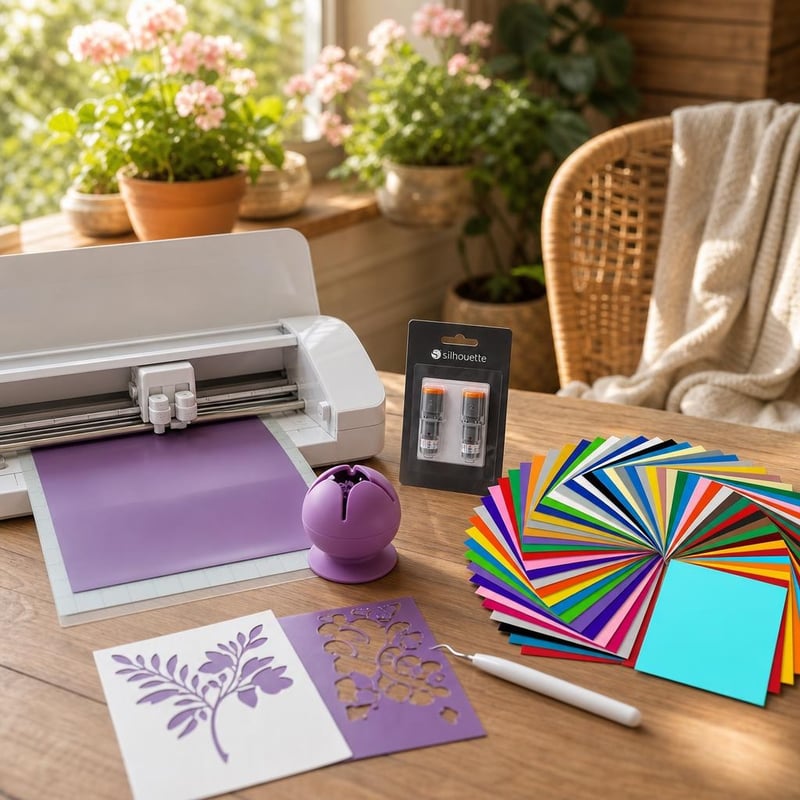 Kreatív matricaműhely: 3 mm-es kraftpenge Cameo 4-hez + 55 db PVC-vinyl lap + tapadókorongos gyűjtő