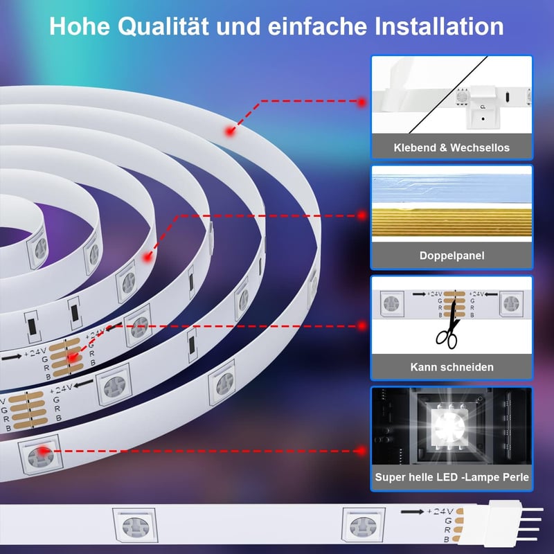 Cozylady 20m WiFi Okos LED Szalag Távirányítóval - RGB Színváltós Fényfüzér Alexa és Google Asszisztens Kompatibilitással, Zenére Szinkroniz
