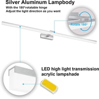 Klighten LED Tükör Világítás 32W 1820LM 6000K Hideg Fehér - 120cm Ezüst Fürdőszobai Fali Lámpa IP44 Vízálló 180° Forgatható Tükörlámpa 2