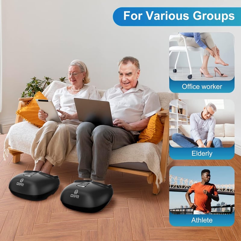 Comfier Elektromos Lábmasszírozó - Shiatsu, Hő, Vibráció, 47-es Méretig