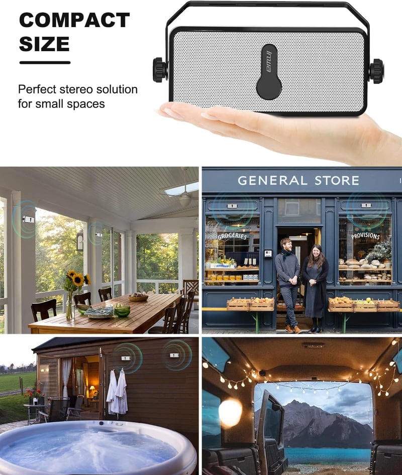 Inwa MZ511 Bluetooth Kültéri Hangszóró Szett - IPX5 Vízálló, Falra Szerelhető, 20W, Szinkronizálható, Mobil és Echo Dot Kompatibilis (2 db)