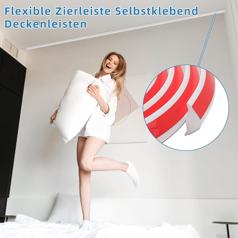 pundin Öntapadós Dekorációs Szegélyléc - Fehér PVC Sarokprofil Csempeszélekhez, Mennyezethez, Falátmenetekhez, Konyhapulthoz - 5m, 12x9mm