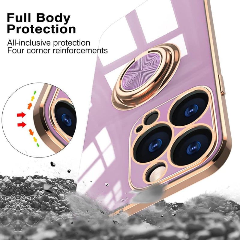 iPhone 13 Pro Rosegold-Lila Mágneses Gyűrűs Ütésálló Tok