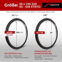 Fincci 26 x 1.95 Összehajtható MTB Kerékpár Külső Gumi - Terepre, Sárra, Hegyi Biciklizéshez, 50-559 Méretben, 3mm Mintázattal 2