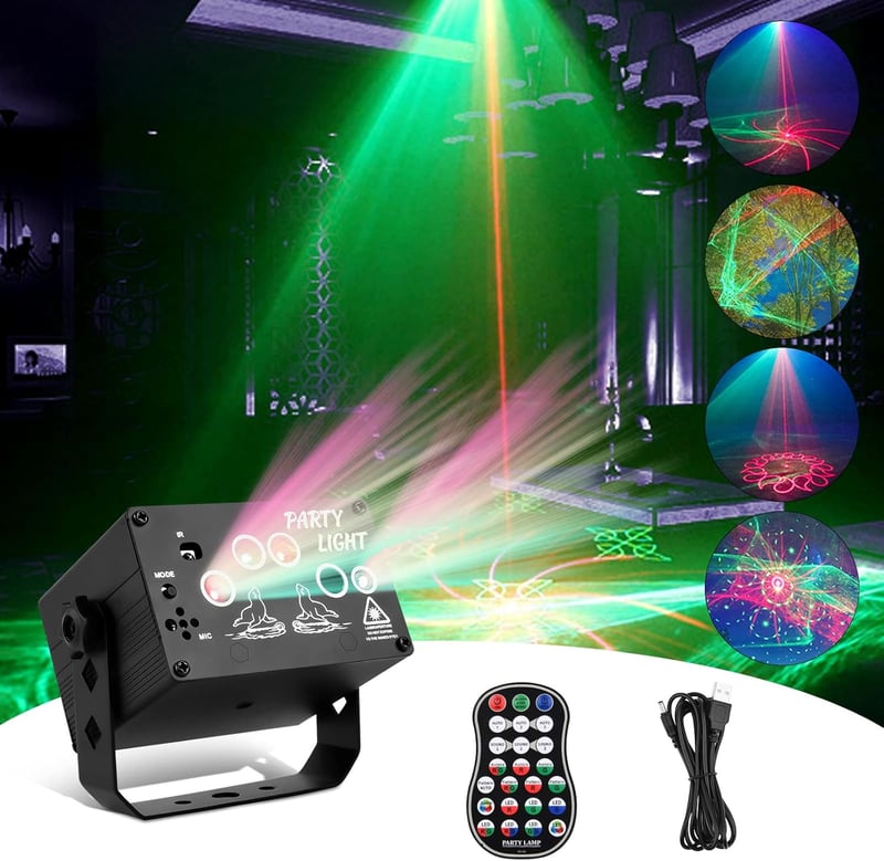 URAQT RGB Diszkófény 60 Üzemmóddal, Távirányítóval és Hangvezérléssel