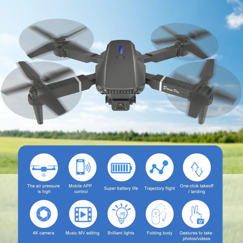 Aenxwa 4K HD Drón Kamerával - WiFi FPV Élő Közvetítés, 2 Akkumulátor, Hosszú Repülési Idő, Akadálykerülés, Kezdőknek és Gyerekeknek

AI: I'v