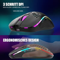 RedThunder K62 60% Vezeték Nélküli Gamer Billentyűzet és Egér Szett, QWERTZ DE Kiosztás, Újratölthető, Méhsejt Kialakítású Ultrakönnyű Egérr - Black 6