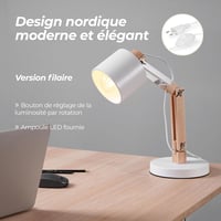 Feelsolar Asztali Lámpa - Japandi Stílusú LED Éjjeli Lámpa USB Porttal, 3 Fokozatú Fényerőszabályzás, Állítható Kar, E27 LED Izzóval, +95% C 9