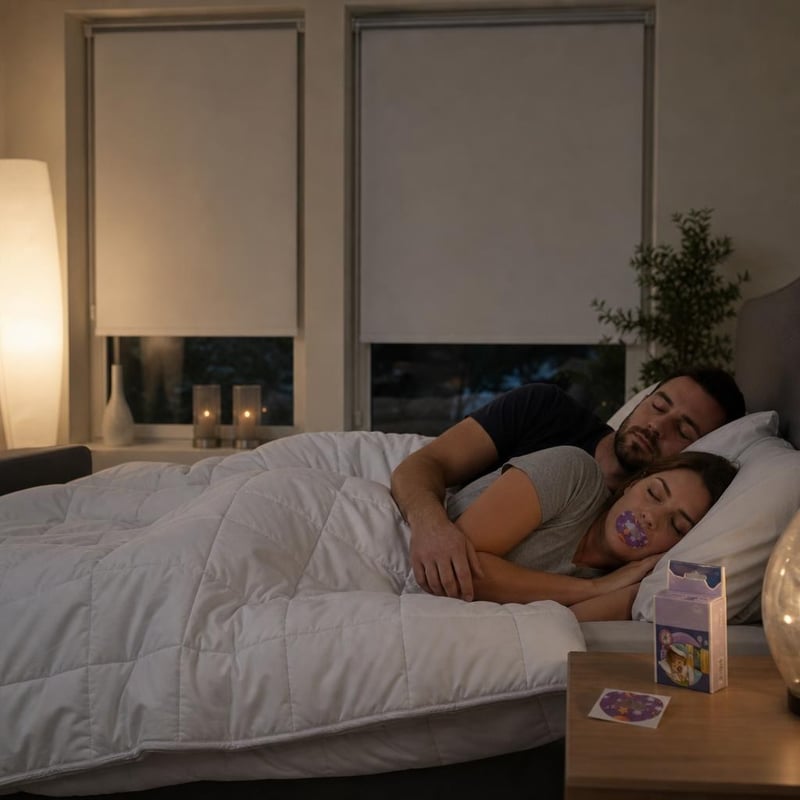 Balík pre pokojný spánok: 30× náplasť na ústa + 9 kg záťažová deka + zatemňovacia roleta