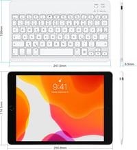 Emetok QWERTZ Bluetooth Billentyűzet iPad/iPhone Készülékekhez - Ultravékony, Újratölthető, Vezeték Nélküli Mini Billentyűzet, Fehér 7