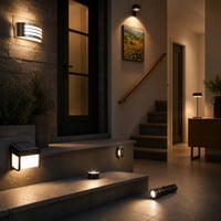 Set za noćno osvjetljenje: 1x vanjska zidna lampa + 1x solarna lampa + 1x noćna lampa + 1x spot + 1x svjetiljka 1