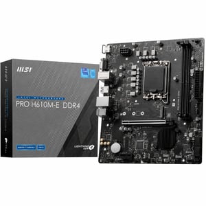 Placă de bază MSI PRO H610M-E DDR4 Intel LGA 1700 Micro-ATX, generațiile 12-14 — defectă, pentru piese: Nu funcționează corespunzător (stare: vezi a 2-a imagine)