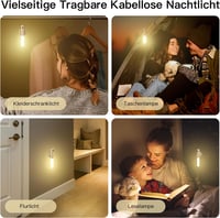 SYMYNELEC Mozgásérzékelős Éjszakai Fali Lámpa - Vezeték Nélküli, Akkumulátoros, Fa Borítású, Mágneses Rögzítés, Fúrás Nélkül, Folyosóra, Lép 2