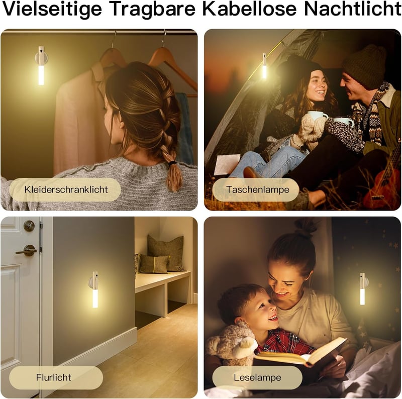 SYMYNELEC Mozgásérzékelős Éjszakai Fali Lámpa - Vezeték Nélküli, Akkumulátoros, Fa Borítású, Mágneses Rögzítés, Fúrás Nélkül, Folyosóra, Lép