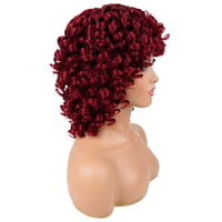 PORSMEER Rövid Vörös Afro Paróka Göndör Frufruval - Halloween, Cosplay Jelmezekhez 4