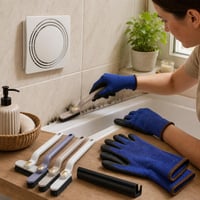 Penészstop fürdőcsomag: 125 mm ventilátor + 4 részes fugakefe + fekete J-profil gumicsík + 12 db kesztyű 1