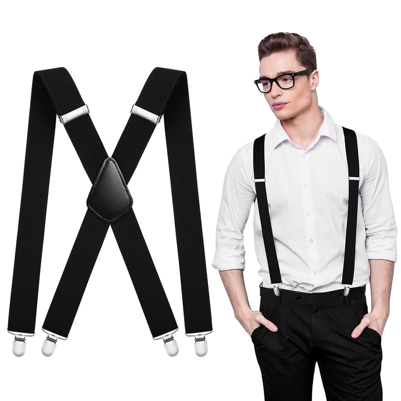 Aomig extra erős, széles férfi nadrágtartó, 4 fémcsipesszel - unisex, X-stílusú