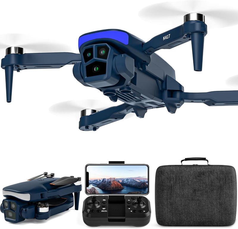 Karuisrc LED Kék Lámpás Drón 1080P HD Kamerával, Kezdőknek, Kefenélküli Motorral, 5GHz WiFi FPV Átvitel, 3D Flip, Magasságtartás, Cserélhető