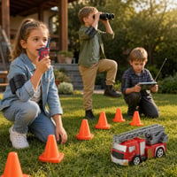 Kertőrség játékcsomag: RC tűzoltóautó + walkie-talkie + távcső + 6 db lépkő + 2 db karszalag 1
