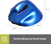 DeLUX M618MINI ergonomikus, vezeték nélküli, kék mini egér - RGB, 4000 DPI, csendes kattintás, karpális alagút szindrómára 7