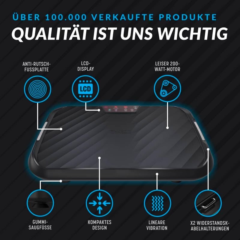 Bluefin Fitness UltraLite Vibrációs Tréner - Otthoni Edzőgép 200W Motorral, 99 Intenzitási Szint, LCD Kijelző, Kompakt Fekete Testformáló - A Ultra Slim