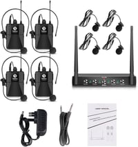 D Debra AU400 Pro UHF 4-Csatornás Vezeték Nélküli Mikrofonrendszer Csíptetős és Fejpántos Mikrofonokkal, Fém Vevőegységgel - Karaoke, Rendez 8