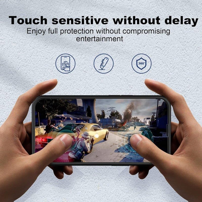 iPhone 13 Pro Fekete Ütésálló Tok Beépített Kijelzővédővel
