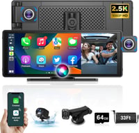 Jansite 10,26" Apple CarPlay Android Autós Kijelző 2.5K Műszerfali Kamerával, Vezeték Nélküli DrivePlay, Tolatókamera, Bluetooth, Tükrözés 10