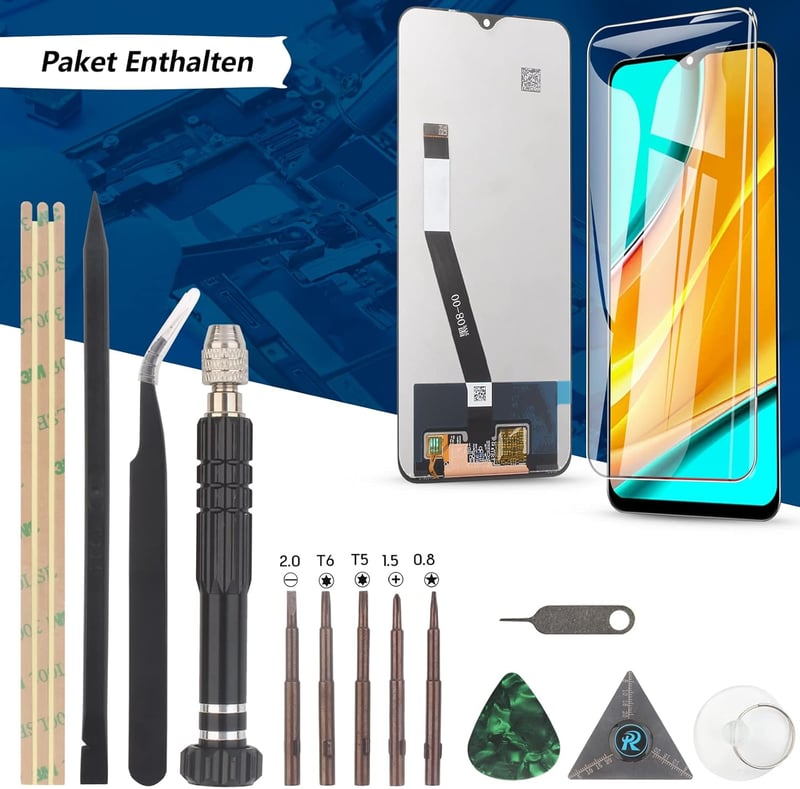 RongZy LCD Kijelző és Érintőképernyő Xiaomi Redmi 9 M2004J19G M2004J19C Telefonhoz - Fekete Csereképernyő Szerelő Eszközökkel