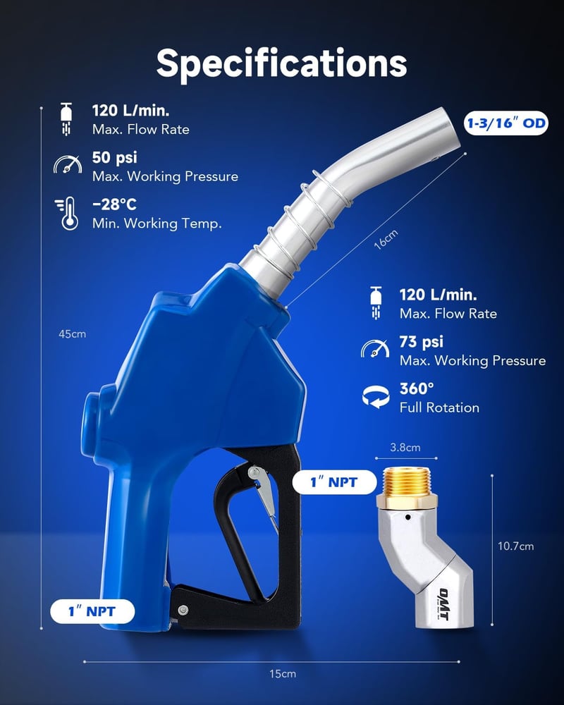 Orion Motor Tech automata AdBlue töltőpisztoly, 1" NPT, rozsdamentes acél, 120 L/perc