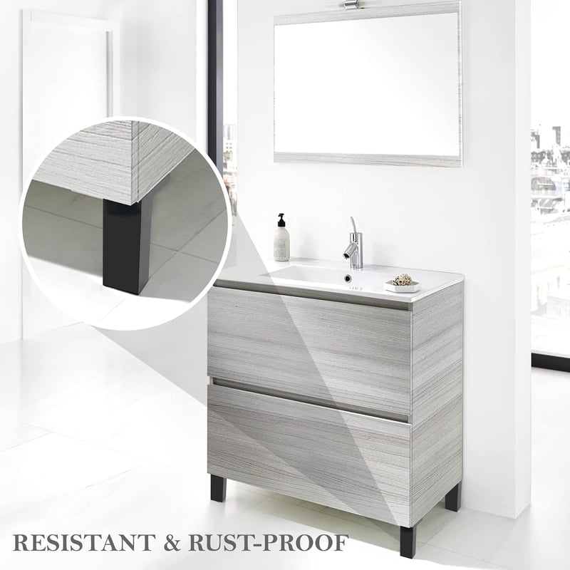 Kukicu Bútorlábak - 8 db Fekete Négyzet Profilú (40x40 mm) Bútorláb Szett - 8 cm Magas - Csavarokkal - Modern Stílusú - 200 kg Teherbírás