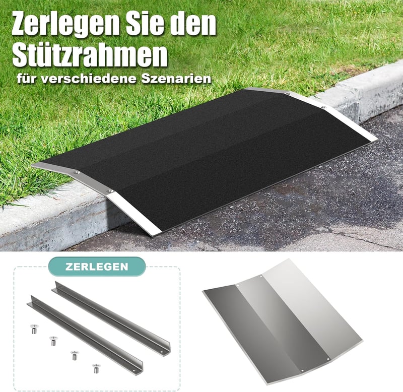 ILOKNZI Alumínium Küszöbáthidaló Rámpa, 80 cm Széles, 300 kg Teherbírású Kerekesszék Rámpa, Akadálymentes Közlekedéshez, Fekete