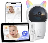 CZEview Bébiőr 2K Kamerával - 5" WiFi Videó Monitor, 360° PTZ, 4x Zoom, Éjjellátó, Mozgásérzékelés, Hőmérsékletjelző, Applikációval 1