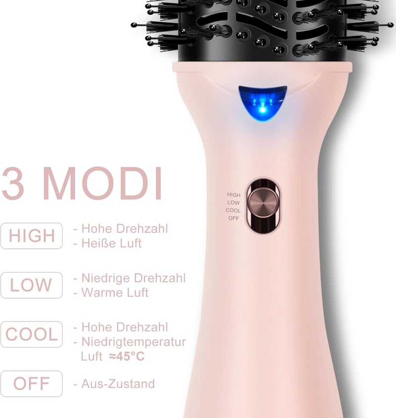 PARWIN PRO BEAUTY 4 az 1-ben Ionos Hajformázó Körkefe, 1000W, Rózsaszín