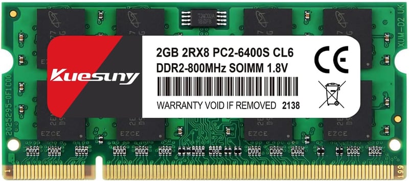 Kuesuny 2GB DDR2 800MHz Laptop Memória - PC2-6400S 200 Pin Notebook RAM Modul, 1.8V CL6, Intel/AMD/Mac Kompatibilis