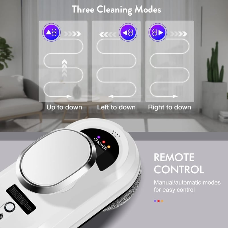 CHOVERY CL-1 Ablaktisztító Robot - Elektromos Ablakporszívó Távirányítóval, Intelligens Peremfelismerő Rendszerrel, Mágneses Tapadással Függ