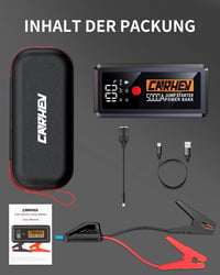 CARHEV 5000A Autós Indításrásegítő Powerbank, 12V Bikázó 8.0L Benzin/Dízel Motorokhoz, 26800mAh USB Gyorstöltő, LED Lámpa, IP65 7