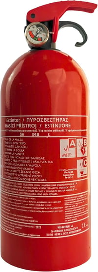 notlok Safety Work 2 db 1 kg-os ABC Poroltó Készülék | Elektromos Eszközökhöz < 1000 V | Mini Tűzoltó Készülék Konyhába és Autóba | Tartóval 5