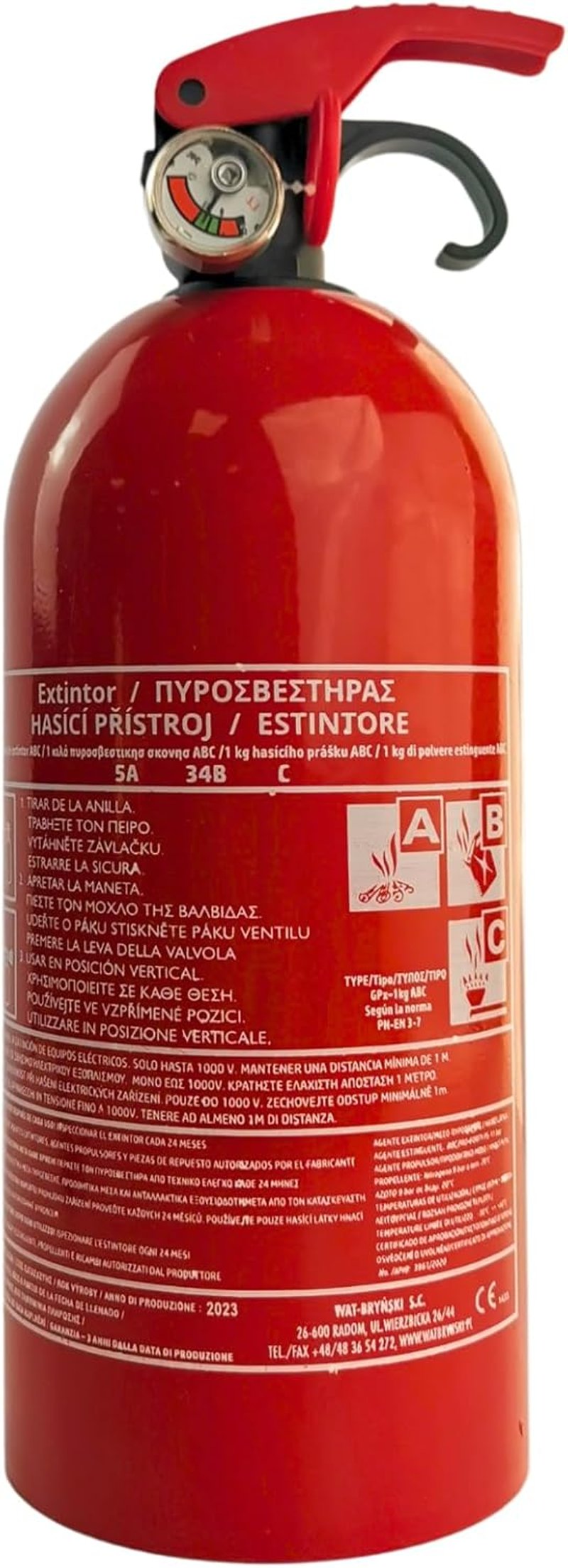 notlok Safety Work 2 db 1 kg-os ABC Poroltó Készülék | Elektromos Eszközökhöz < 1000 V | Mini Tűzoltó Készülék Konyhába és Autóba | Tartóval