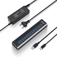 RSHTECH 13 portos USB 3.2 hub aktív tápegységgel, 10Gbps adatátvitel, alumínium 1