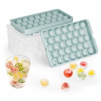 iyes.top Gömb Jégkocka Forma Fedővel és Tárolóval, egymásba rakható szilikon tálca, 99 kis jéggömb, whiskeyhez és koktélhoz (1 tálca hi — 2 db-os szett 2