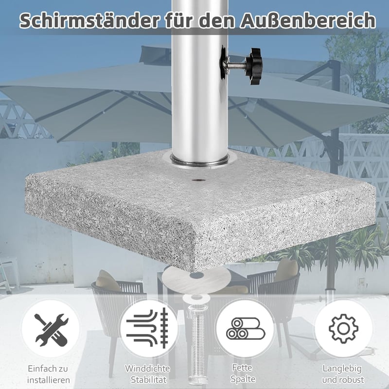 Univerzális Napernyőtalp Adapter Készlet 3 Szűkítőgyűrűvel (48/38/32 mm) - Gránit, Vas és Cement Talphoz Kompatibilis Napernyőtartó Hüv