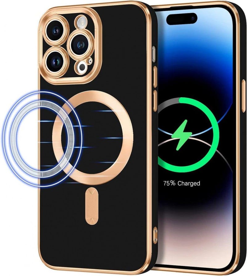 Apple iPhone 14 Pro Max MagSafe Mágneses Tok Fekete-Rosegold
